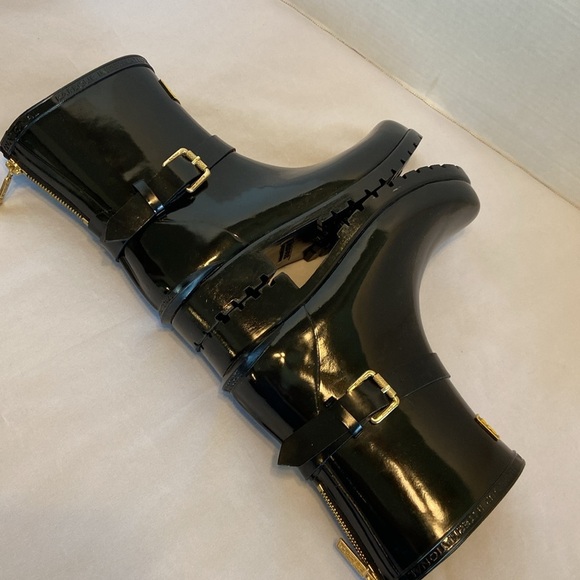 Barbour International Mugello short biker wellington boot in shiny black Size 6 - Picture 6 of 13